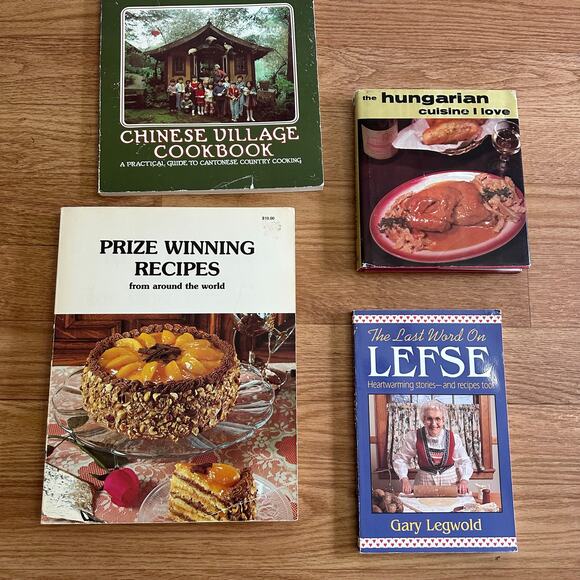 Set of 4 Vintage International Cookbooks Hungarian Cookbook Lefse Chinese - Picture 1 of 10